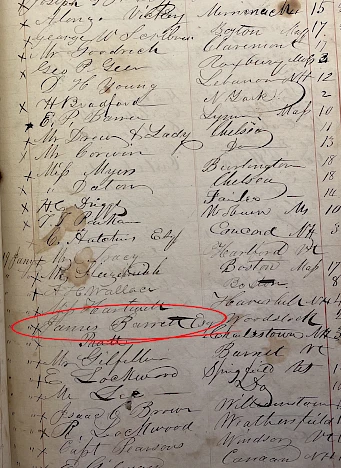 Hanover Inn Guest Book with James Barrett Signature | Source: the Rauner Library