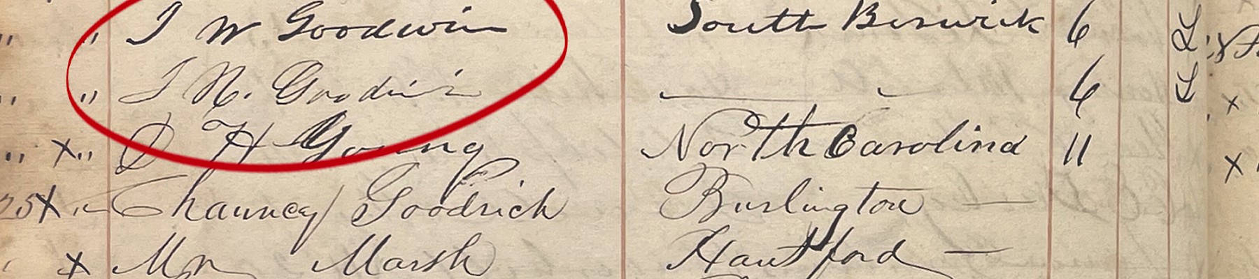 This image shows a handwritten register titled 