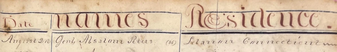 Gen. Absalom Peters guestbook entry