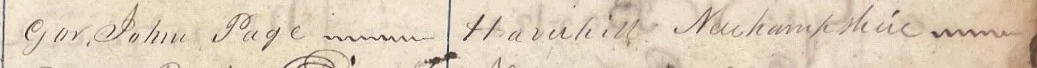 Gov. John Page guestbook entry